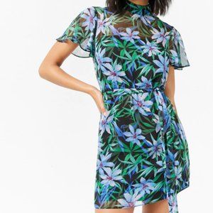 Forever 21 Floral Semi-Sheer A-Line Dress